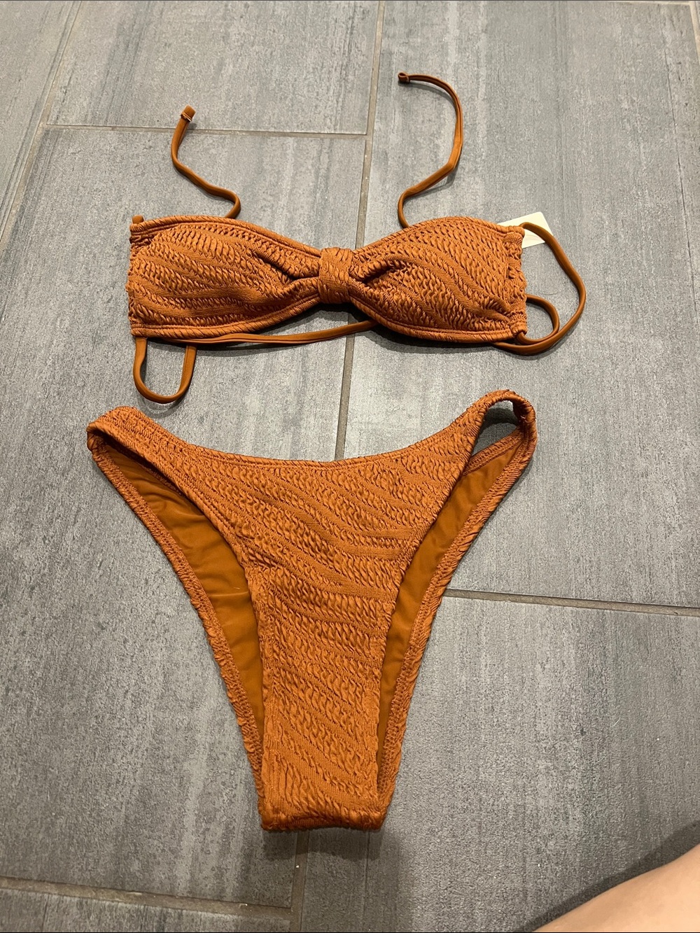Textured Rust Orange Bikini Set